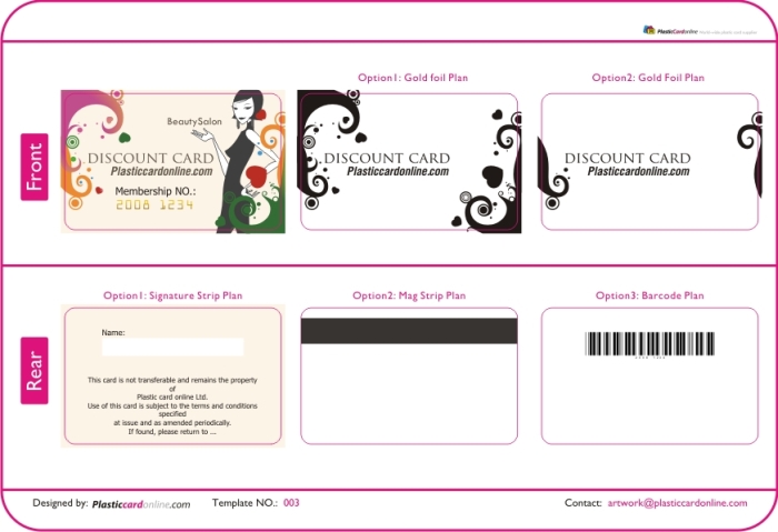 young lady , Spa salon membership card, signature strip 