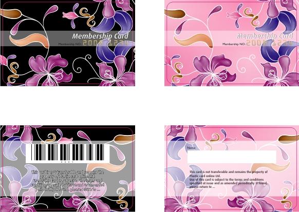 Flower pattern , membership card, plastic card with barcode 