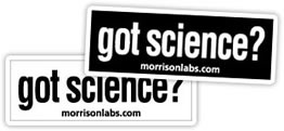 got science? sticker custom made by websticker shown on white vinyl and with reversed print