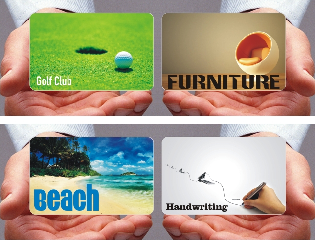 golf club card, beach card, handwriting card 